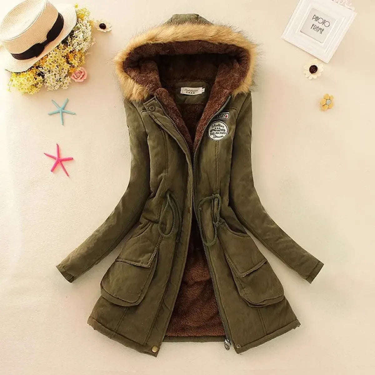 Women's Winter Cotton Jacket - Hooded Slim Fit Warm Parka