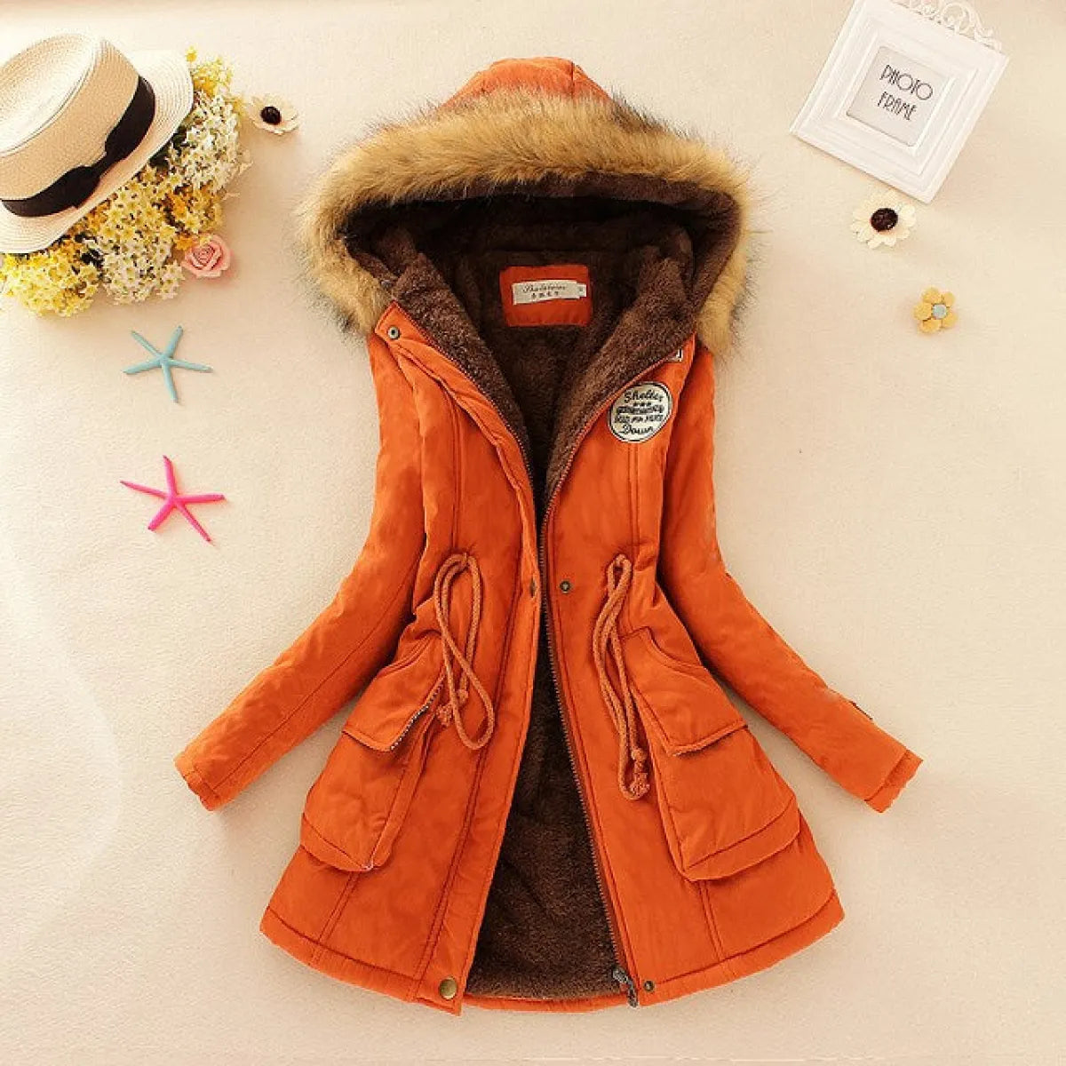 Women's Winter Cotton Jacket - Hooded Slim Fit Warm Parka