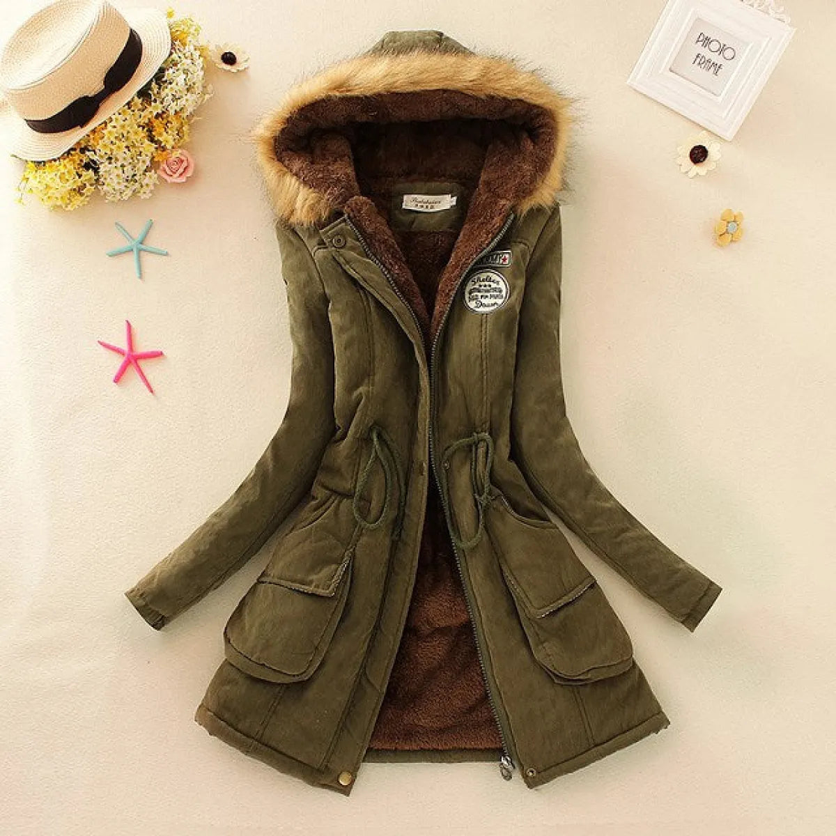 Women's Winter Cotton Jacket - Hooded Slim Fit Warm Parka