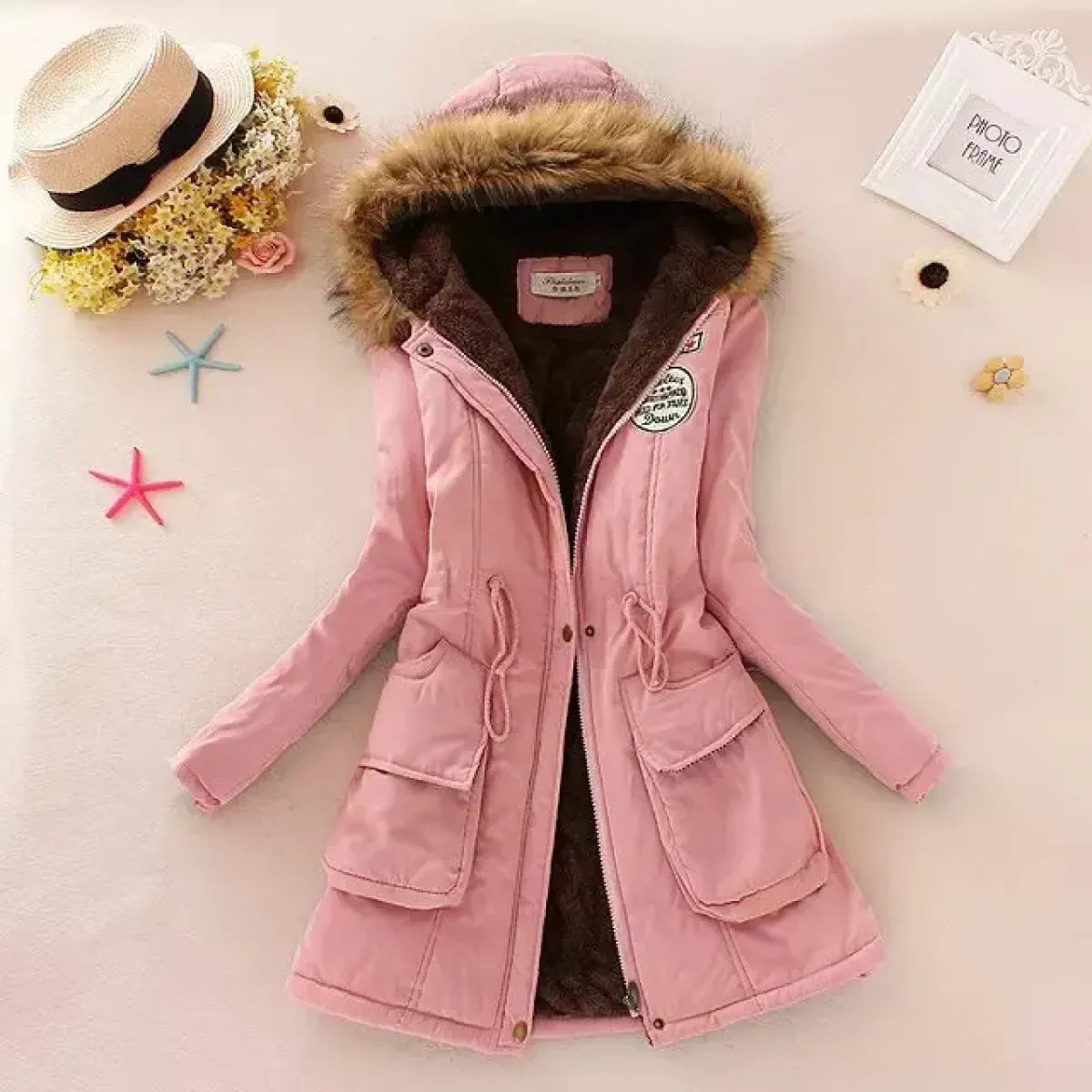 Women's Winter Cotton Jacket - Hooded Slim Fit Warm Parka