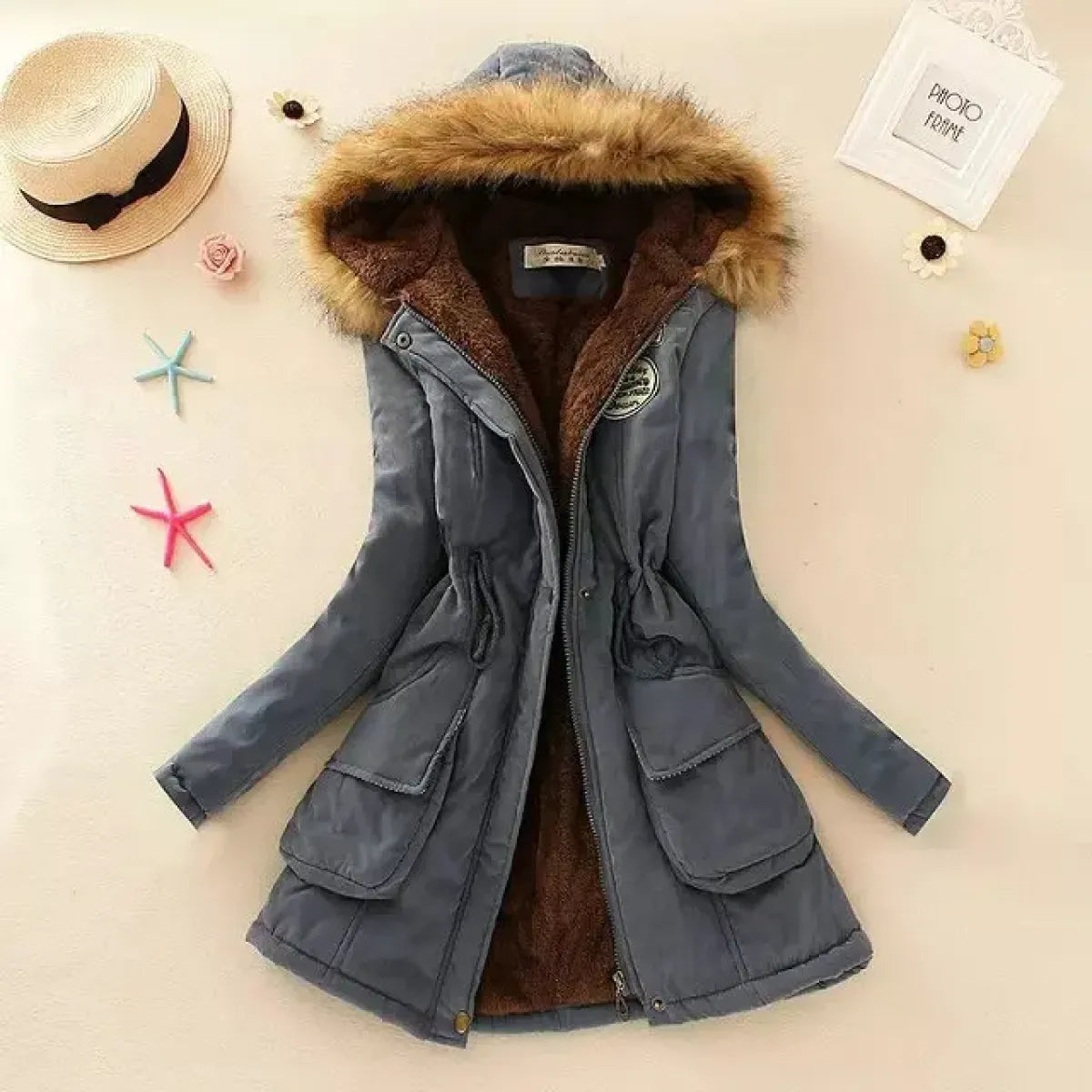 Women's Winter Cotton Jacket - Hooded Slim Fit Warm Parka
