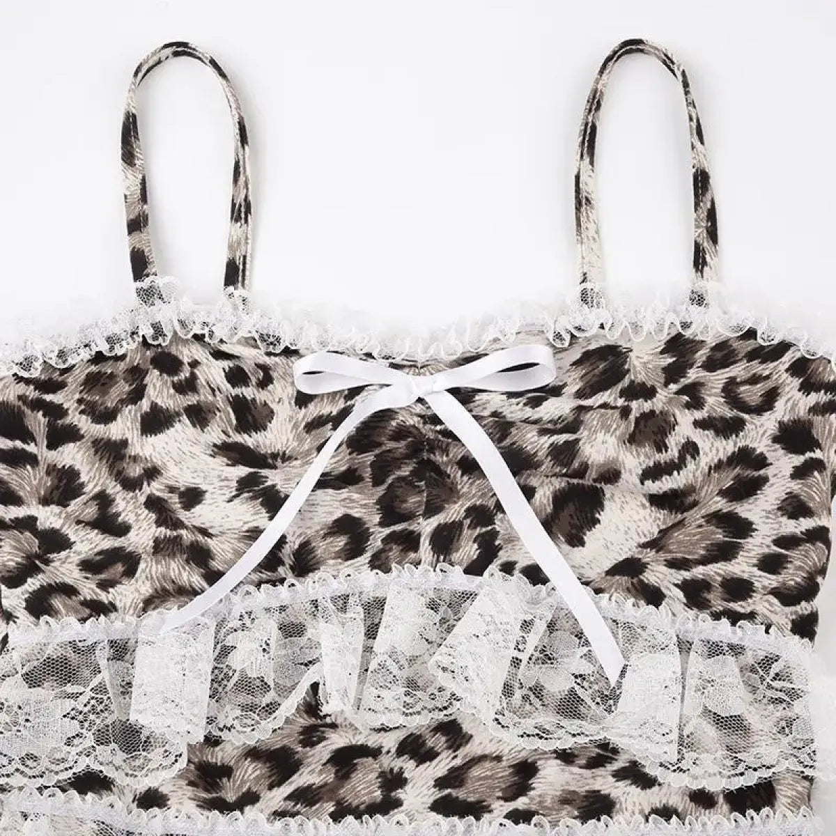 Leopard Print Lace Ruffle Tank Top – Y2K Coquette Cropped Camisole