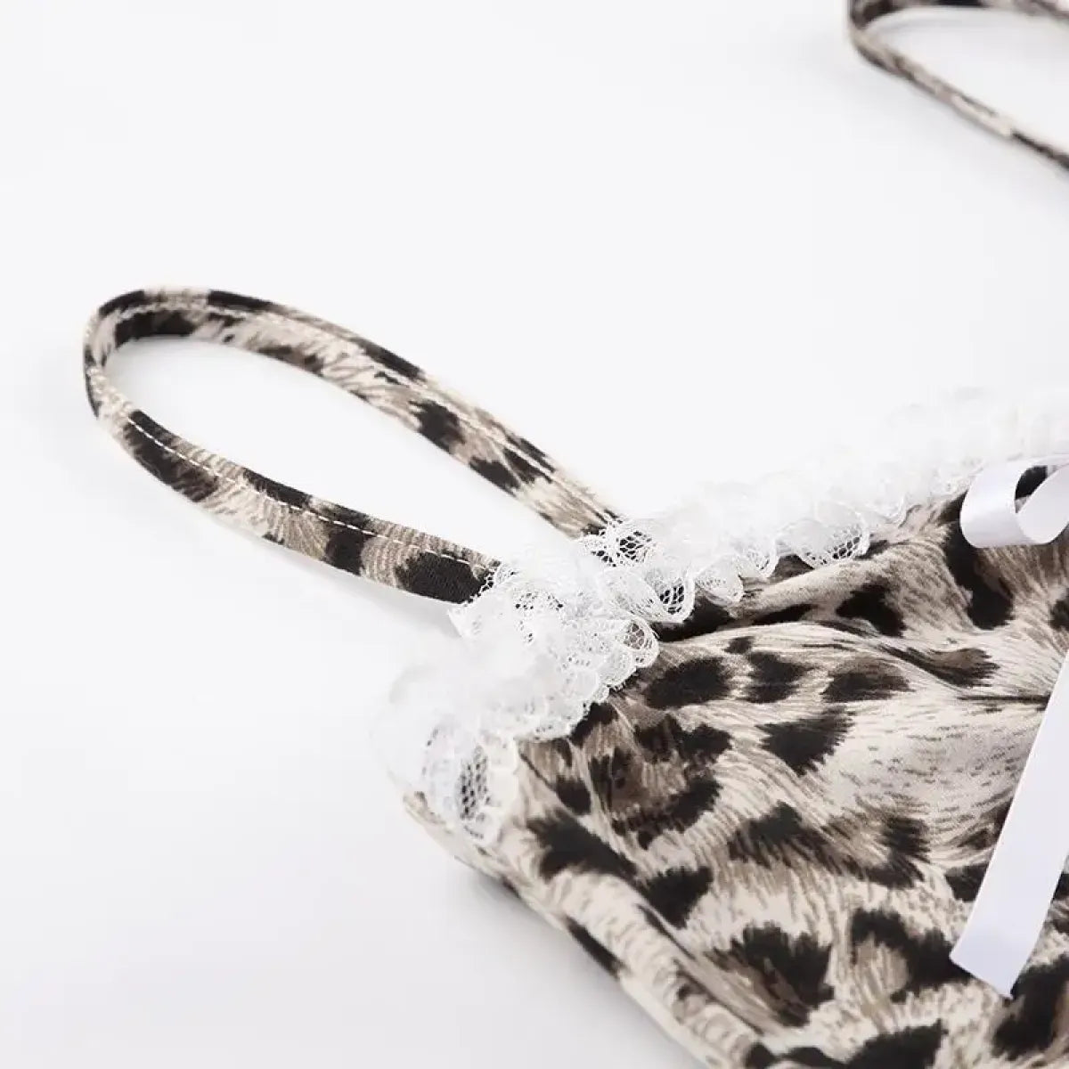 Leopard Print Lace Ruffle Tank Top – Y2K Coquette Cropped Camisole