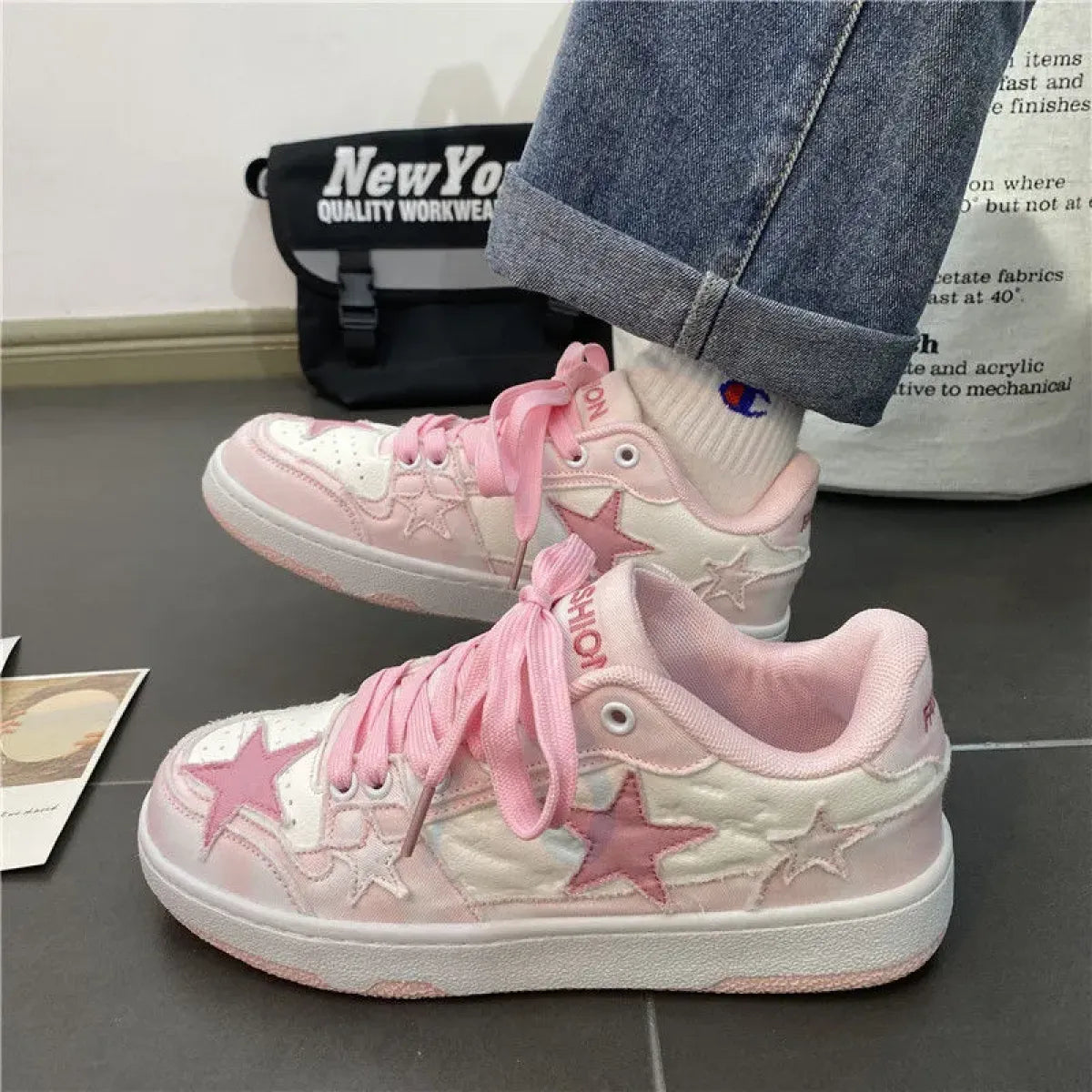 Y2K Pink Flat Fashion Sneakers for Women
