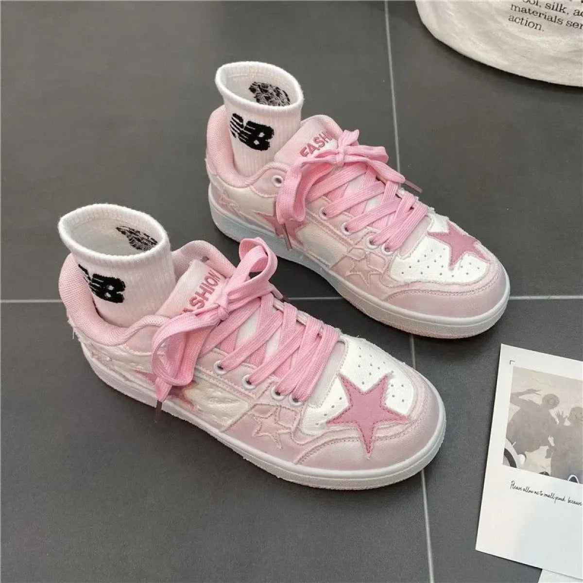 Y2K Pink Flat Fashion Sneakers for Women