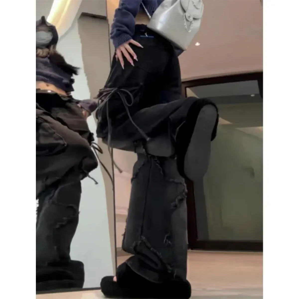 Gothic Baggy Cargo Jeans – Y2K Harajuku Grunge Pants