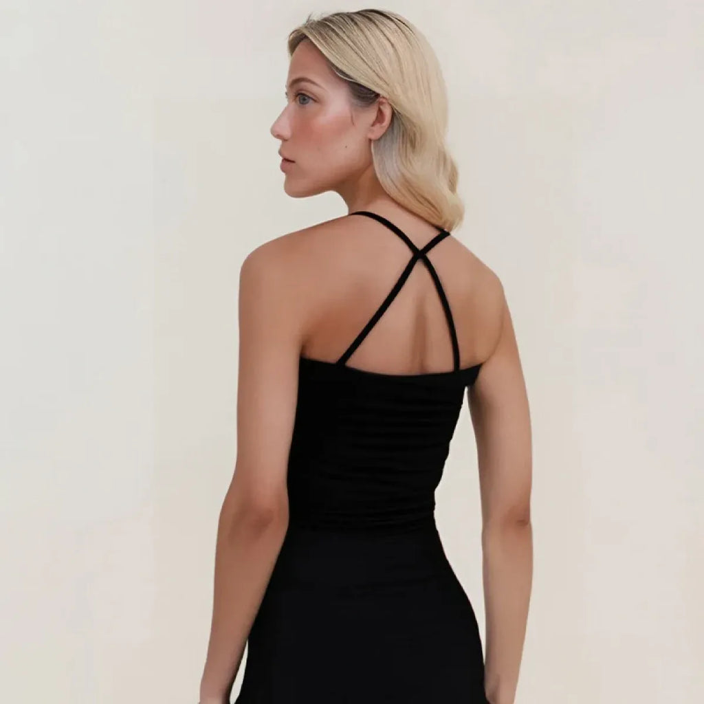 Y2K Punk Cami – Pinstripe Patchwork Gothic Tank