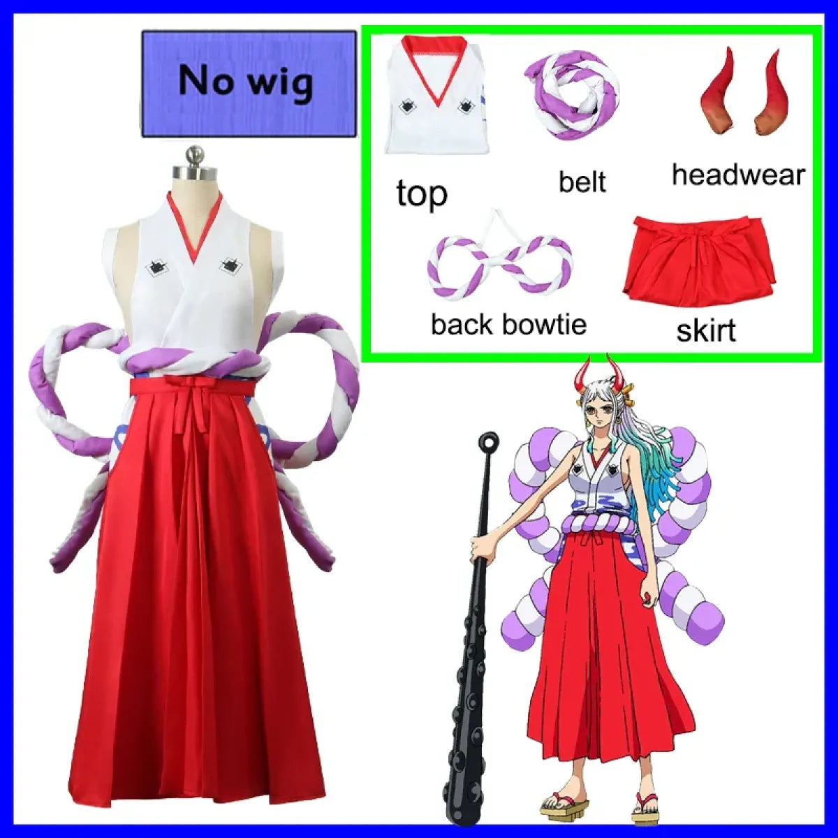 One Piece Yamato Cosplay - Kimono Uniform & Wig