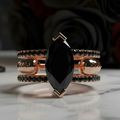 You & Me Rings- 14K Rose Gold Gothic Wedding Rings