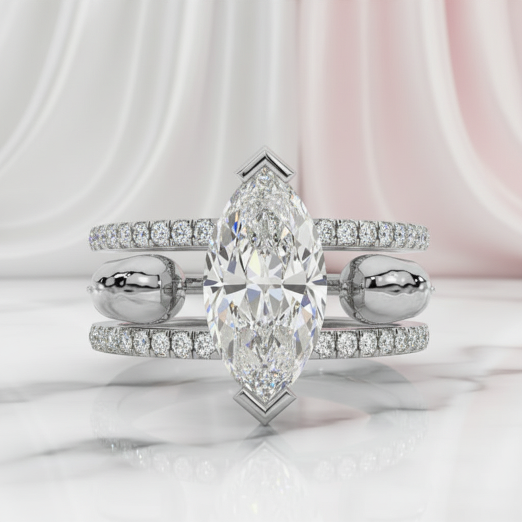 You & Me Rings- 14K Rose Gold Gothic Wedding Rings