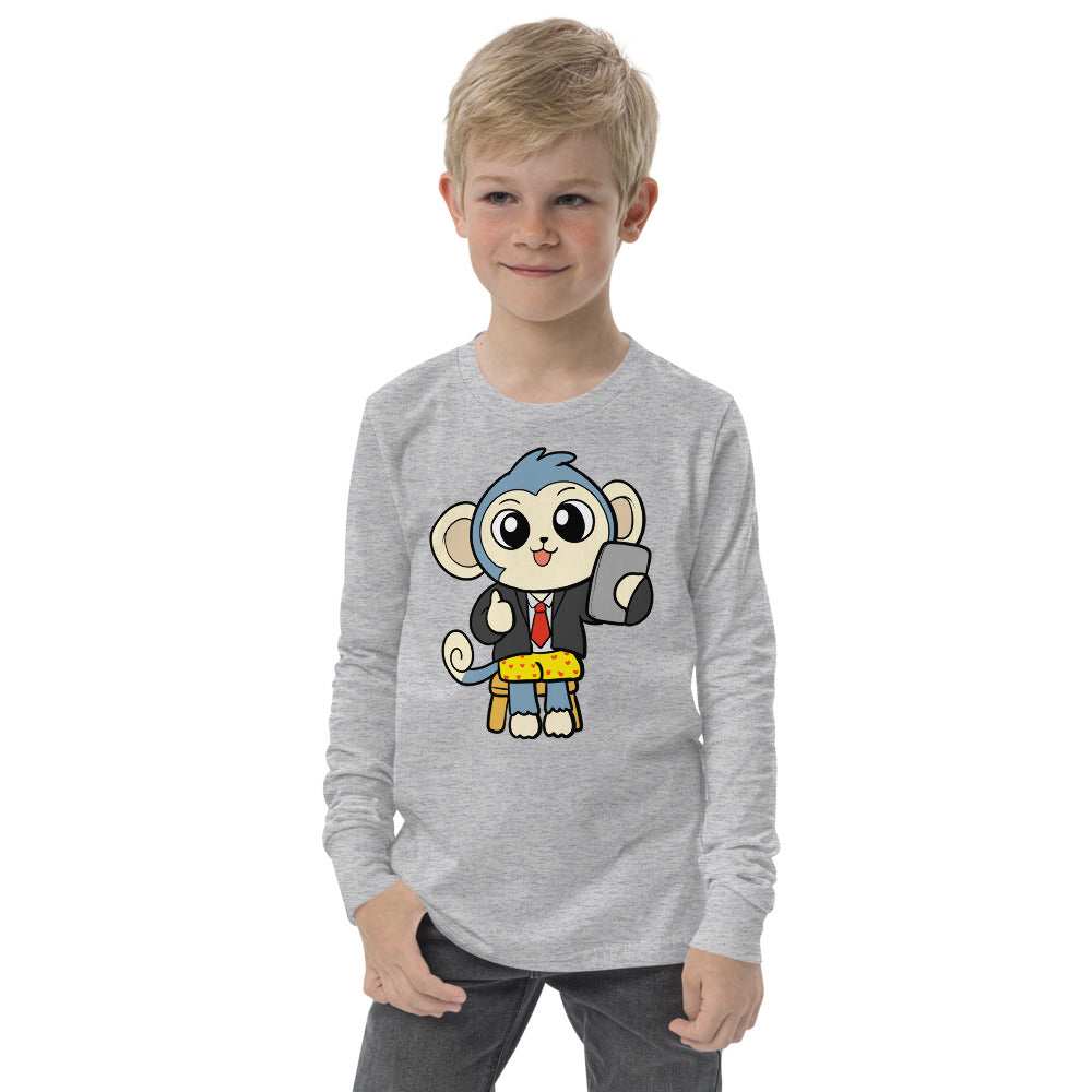Liberty at Home (Schooling) Cartoon Monkey Youth long sleeve tee