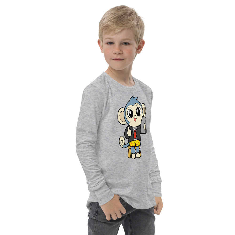Liberty at Home (Schooling) Cartoon Monkey Youth long sleeve tee