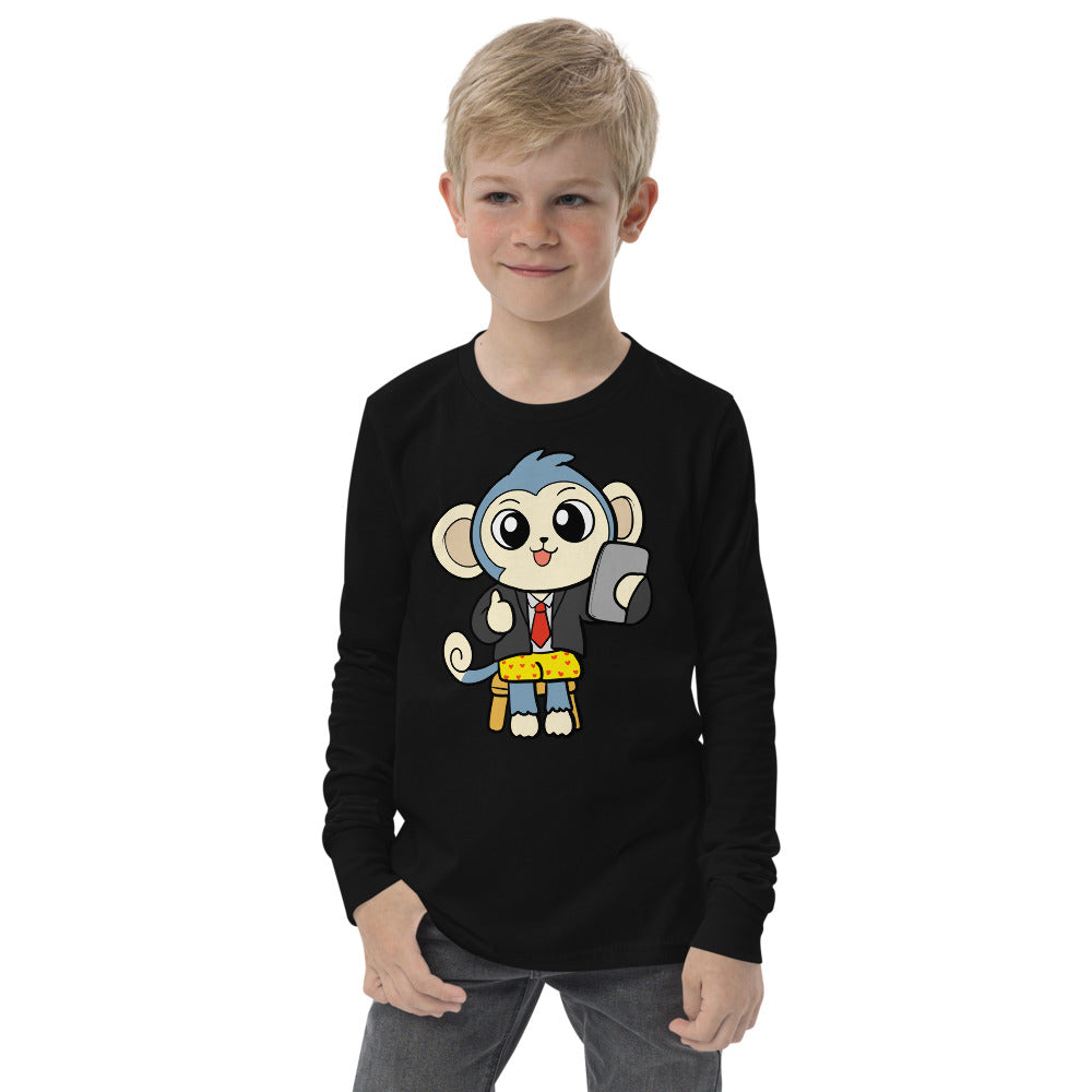 Liberty at Home (Schooling) Cartoon Monkey Youth long sleeve tee