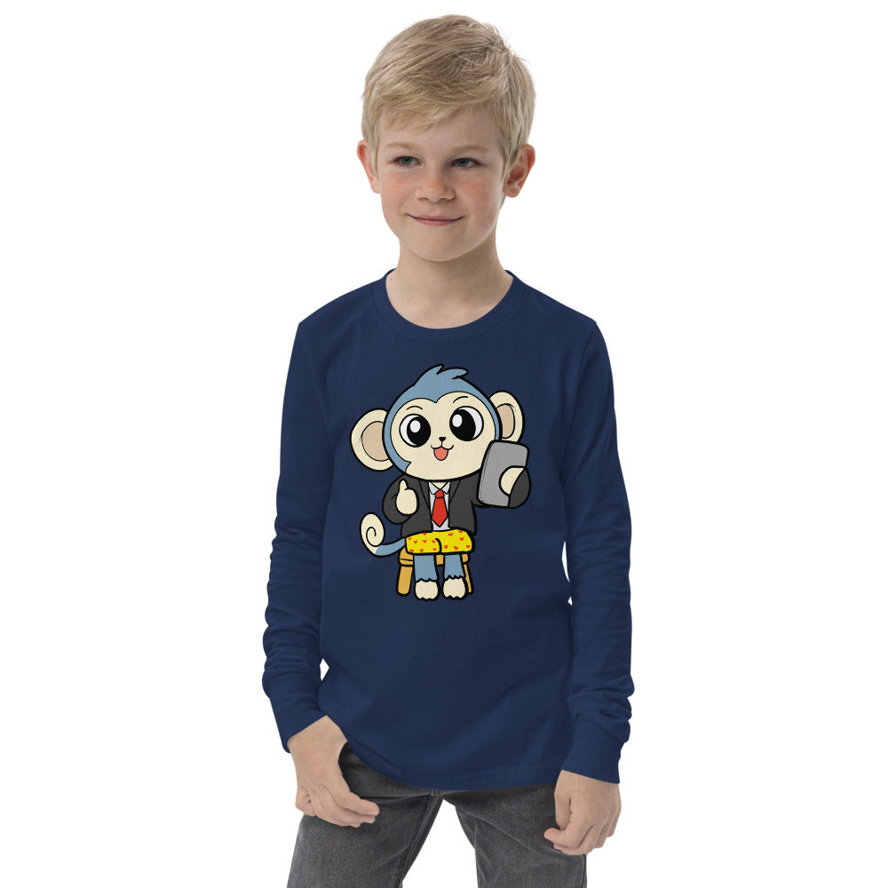 Liberty at Home (Schooling) Cartoon Monkey Youth long sleeve tee