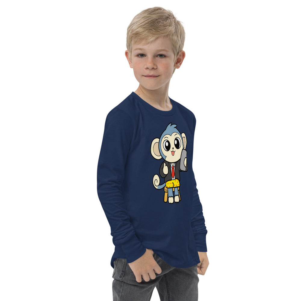 Liberty at Home (Schooling) Cartoon Monkey Youth long sleeve tee