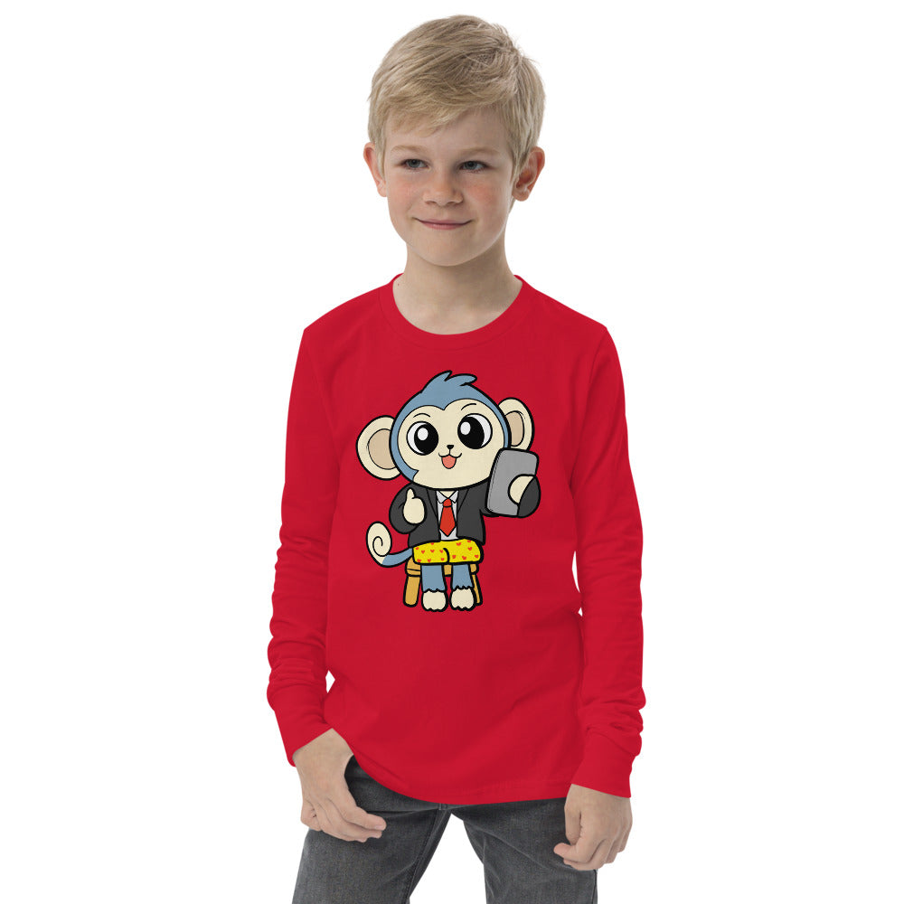 Liberty at Home (Schooling) Cartoon Monkey Youth long sleeve tee