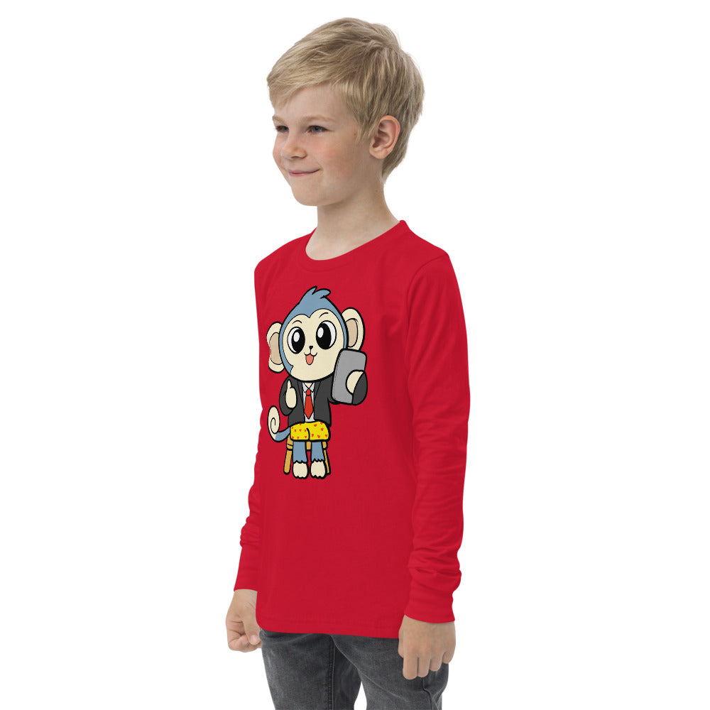Liberty at Home (Schooling) Cartoon Monkey Youth long sleeve tee